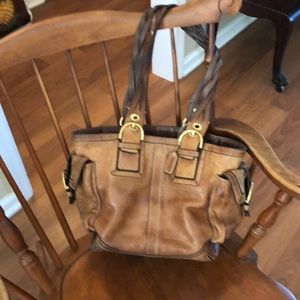 Brown leather coach bag